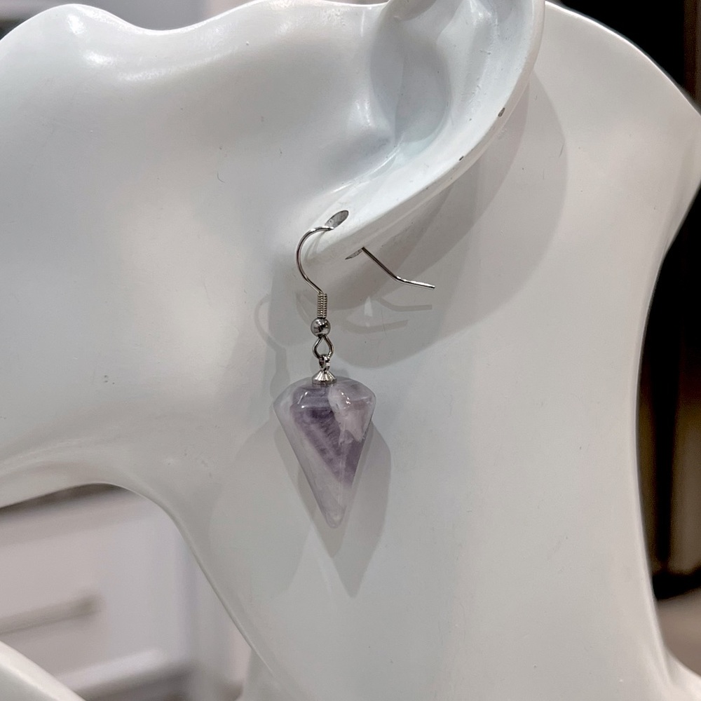 Amethyst Hexagonal Silver Drop Earring - image 4
